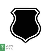 Shield icon. Simple flat style. Black silhouette shield with frame shape, safe, secure, security badge, safety concept. Vector design illustration isolated on white background. EPS 10.