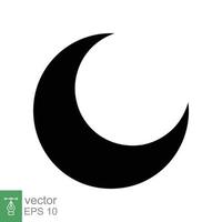 Moon icon. Simple solid style. Half moon, crescent, moon star, light, flat design, night sleep time concept. Glyph vector illustration isolated on white background. EPS 10.