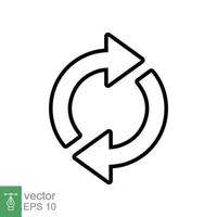 Double reverse arrow, replace icon. Simple outline style. Transfer, switch, swap, flip, change, exchange linear sign on white background. Thin line vector illustration. EPS 10.