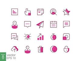 conjunto de iconos del panel del sitio web. estilo de esquema simple. aumentar el tráfico, el rendimiento del sitio, el usuario de búsqueda, el concepto de análisis empresarial y tecnológico. ilustración vectorial de línea delgada aislada. eps 10. vector