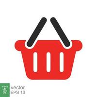 Shopping basket icon. Simple flat style. Red plastic supermarket basket empty. Shop, purchase, grocery, business concept. Vector illustration isolated on white backgroundEPS 10.