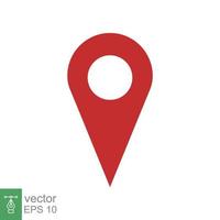 Location pin icon. Simple flat style. Red map point, place marker, position mark, tag, pointer, navigation concept. Vector illustration isolated on white background. EPS 10.