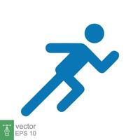 icono de corredor. estilo sólido simple. el hombre corre rápido, carrera, sprint, símbolo de diseño plano, concepto deportivo. ilustración de vector de glifo aislado sobre fondo blanco. eps 10.