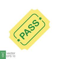 Pass stamp. Simple flat style. Passed seal, approved mark, document check, green symbol, ok badge. Vector illustration isolated on white background. EPS 10.