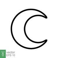 Moon icon. Simple outline style. Half moon, crescent, moon star, light, flat design, night sleep time concept. Thin line vector illustration isolated on white background. EPS 10.