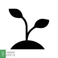 Seedling icon. Simple flat style. Seed, sapling, plant sprout, small tree growth, leaf, eco concept. Solid, glyph symbol. Vector illustration design isolated on white background. EPS 10.