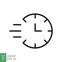 Fast time icon. Simple outline style. Quick delivery, clock, rush, express service concept. Thin line vector illustration isolated on white background. EPS 10.