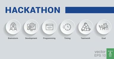 Hackathon sprint event banner design. Brainstorm, development, programming, business solution, technology concept. Vector Illustration with keywords and icons. EPS 10.