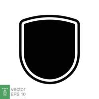 Shield icon. Simple flat style. Black silhouette shield with frame shape, safe, secure, security badge, safety concept. Vector design illustration isolated on white background. EPS 10.