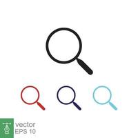 Magnifying glass or search icon. Simple flat style. Lupe lens, find, look, seek, zoom tool, enlarge, search button concept. Vector illustration isolated on white background. EPS 10.