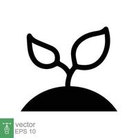 Seedling icon. Simple flat style. Seed, sapling, plant sprout, small tree growth, leaf, eco concept. Solid, glyph symbol. Vector illustration design isolated on white background. EPS 10.