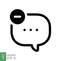 Cancel comment icon. Simple flat style. Remove, delete chat box, speech bubble with cross symbol, communication concept. Vector illustration isolated on white background. EPS 10.