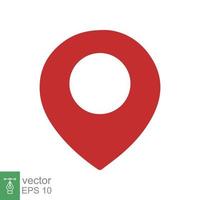 Location pin icon. Simple flat style. Red map point, place marker, position mark, tag, pointer, navigation concept. Vector illustration isolated on white background. EPS 10.