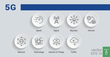 5G banner web icon for business and technology, speed, signal, network, technology, big data, Iot and traffic icons. Minimal vector infographic. Vector illustration EPS 10.