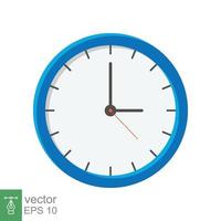 icono plano de reloj analógico. símbolo de gestión del tiempo, cronómetro con flecha de hora, minuto y segundo. ilustración vectorial simple aislada sobre fondo blanco. eps 10. vector