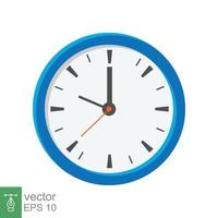 icono plano de reloj analógico. símbolo de gestión del tiempo, cronómetro con flecha de hora, minuto y segundo. ilustración vectorial simple aislada sobre fondo blanco. eps 10. vector