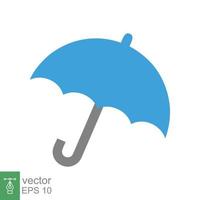 Umbrella icon. Rain, raindrop protection, handle, travel, retro concept. Simple flat style. Vector illustration isolated on white background. EPS 10.