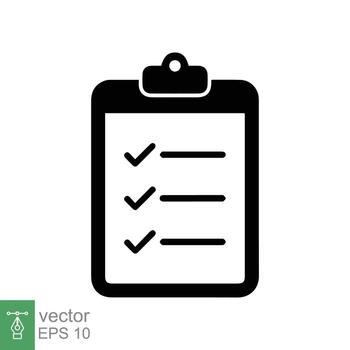 icono de lista de verificación. estilo plano sencillo. portapapeles con lista de verificación, nota de informe, concepto de prueba de documento. ilustración vectorial aislado sobre fondo blanco. eps 10. vector