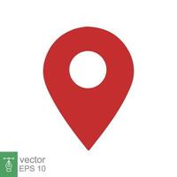 Location pin icon. Simple flat style. Red map point, place marker, position mark, tag, pointer, navigation concept. Vector illustration isolated on white background. EPS 10.