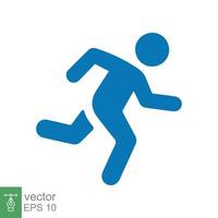 icono de corredor. estilo sólido simple. el hombre corre rápido, carrera, sprint, símbolo de diseño plano, concepto deportivo. ilustración de vector de glifo aislado sobre fondo blanco. eps 10.