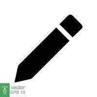 Pencil icon. Simple solid style. Pencil tip. drawing pen, graphite, plain, school element, education concept. Glyph vector illustration isolated on white background. EPS 10.