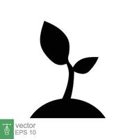 Seedling icon. Simple flat style. Seed, sapling, plant sprout, small tree growth, leaf, eco concept. Solid, glyph symbol. Vector illustration design isolated on white background. EPS 10.