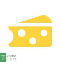 Cheese icon. Simple flat style. Slice of cheese, yellow piece of cheddar cheese, food concept. Vector illustration isolated on white background. EPS 10.