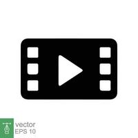 Movie, play video icon. Film reel, cinema script tape, strip, roll, filmstrip, entertainment concept. Simple flat style. Vector illustration isolated on white background. EPS 10.