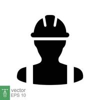 Construction worker icon. Simple flat style. Worker hat, contractor hard helmet, builder man, hardhat, safety concept. Vector illustration isolated on white background. EPS 10.