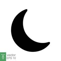 Moon icon. Simple solid style. Half moon, crescent, moon star, light, flat design, night sleep time concept. Glyph vector illustration isolated on white background. EPS 10.