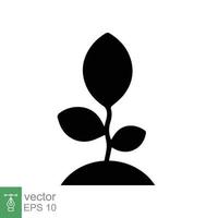 Seedling icon. Simple flat style. Seed, sapling, plant sprout, small tree growth, leaf, eco concept. Solid, glyph symbol. Vector illustration design isolated on white background. EPS 10.