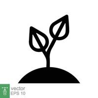 Seedling icon. Simple flat style. Seed, sapling, plant sprout, small tree growth, leaf, eco concept. Solid, glyph symbol. Vector illustration design isolated on white background. EPS 10.