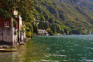 Old villas on the Como lake in Italy photo