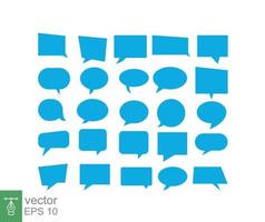 Set of speech bubbles. Blank empty blue speech bubbles. Cartoon cloud balloon word design, communication concept. Vector illustration isolated on white background. EPS 10.