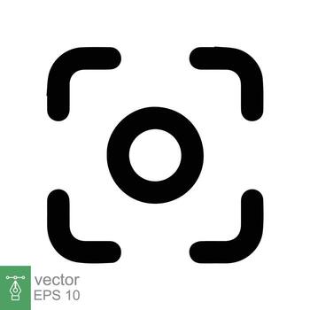 icono de objetivo de enfoque. lente de cámara de enfoque, pantalla de captura de marco cuadrado con símbolo de cruz, concepto de fotografía. estilo de esquema simple. diseño de ilustración de vector de línea aislado sobre fondo blanco. eps 10.