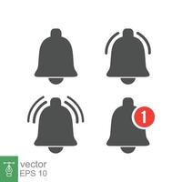 Message bell icon set. Simple flat style. Alert ringing, notice, notification, doorbell symbol for social media, subscriber alarm concept. Vector illustration isolated on white background. EPS 10.