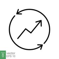 Improvement icon, line symbols. continuous improvement concept. Productivity project management. Growing graph progress. Thin line vector illustration design on white background. EPS 10.