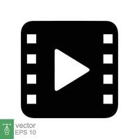 Movie, play video icon. Film reel, cinema script tape, strip, roll, filmstrip, entertainment concept. Simple flat style. Vector illustration isolated on white background. EPS 10.