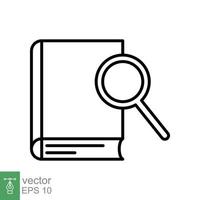 Case study icon. Simple outline style. Magnifying document, research, report, paper with find glass, search concept. Line vector illustration isolated on white background. EPS 10.