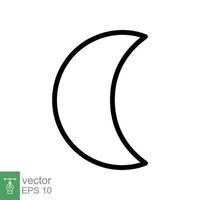 Moon icon. Simple outline style. Half moon, crescent, moon star, light, flat design, night sleep time concept. Thin line vector illustration isolated on white background. EPS 10.