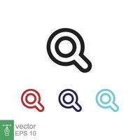 Magnifying glass or search icon. Simple flat style. Lupe lens, find, look, seek, zoom tool, enlarge, search button concept. Vector illustration isolated on white background. EPS 10.