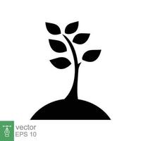 Seedling icon. Simple flat style. Seed, sapling, plant sprout, small tree growth, leaf, eco concept. Solid, glyph symbol. Vector illustration design isolated on white background. EPS 10.