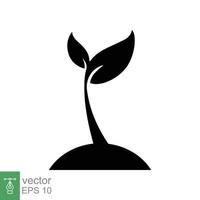 Seedling icon. Simple flat style. Seed, sapling, plant sprout, small tree growth, leaf, eco concept. Solid, glyph symbol. Vector illustration design isolated on white background. EPS 10.