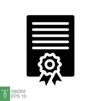 Certificate icon. Simple flat style. Achievement, award, grant, diploma degree, education concept. Vector illustration isolated on white background. EPS 10.