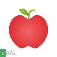 Red apple icon. Simple flat style. Fresh apple fruit with leaves, green leaf, glossy, food concept. Vector illustration isolated on white background. EPS 10.