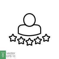 Customer review icon. Simple outline style. 5 stars rate, quality rating, five stars line symbol, best service, customer satisfaction. Vector illustration isolated on white background. EPS 10.