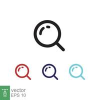 Magnifying glass or search icon. Simple flat style. Lupe lens, find, look, seek, zoom tool, enlarge, search button concept. Vector illustration isolated on white background. EPS 10.