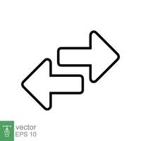 Double reverse arrow, replace icon. Simple outline style. Transfer, switch, swap, flip, change, exchange linear sign on white background. Thin line vector illustration. EPS 10.