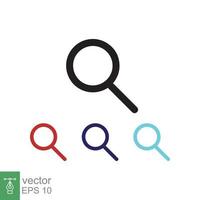 Magnifying glass or search icon. Simple flat style. Lupe lens, find, look, seek, zoom tool, enlarge, search button concept. Vector illustration isolated on white background. EPS 10.