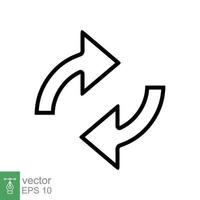 Double reverse arrow, replace icon. Simple outline style. Transfer, switch, swap, flip, change, exchange linear sign on white background. Thin line vector illustration. EPS 10.